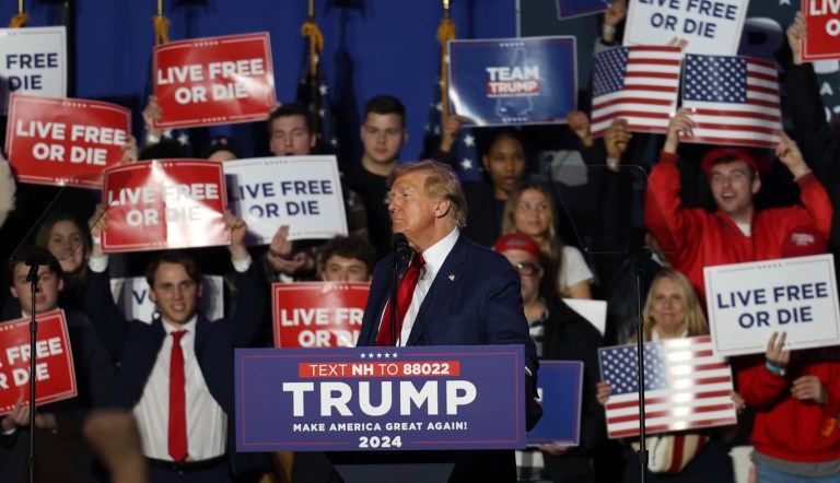 Former President Donald Trump attends a campaign rally in Durham, New Hampshire, Saturday, Dec. 16, 2023. The Colorado Supreme Court on Tuesday, Dec. 19, declared Trump ineligible for the White House under the U.S. Constitutionâs insurrection clause and removed him from the stateâs presidential primary ballot.