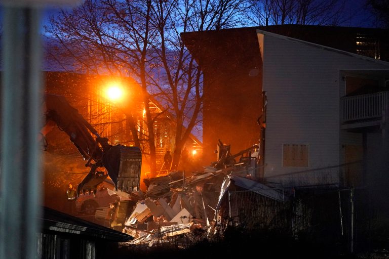 Heavy equipment is used to demolish the house where four University of Idaho students were killed in 2022 on Thursday, Dec. 28, 2023, in Moscow, Idaho.