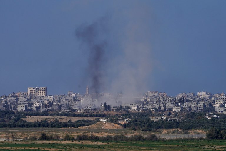 Smoke rises from the battlefield in the Gaza Strip, as seen from southern Israel, Saturday, Dec. 30, 2023. The army is battling Palestinian terrorists across Gaza in the war ignited by Hamas's Oct. 7 attack on Israel.