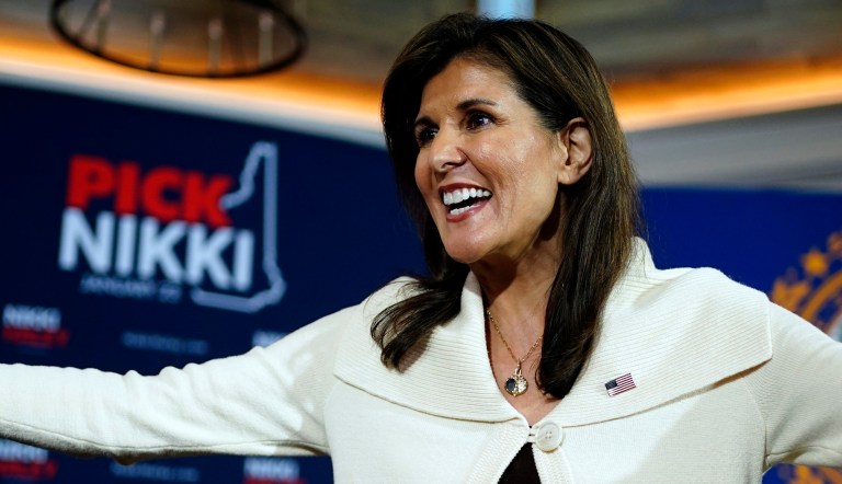 Republican presidential candidate Nikki Haley greets voters at a town hall campaign event, Tuesday, Jan. 2, 2024, in Rye, New Hampshire.