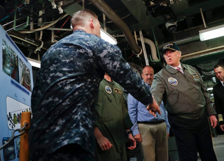 Trump, Huntington Ingalls CEO discussed how to build carriers ‘smarter’ during shipyard visit