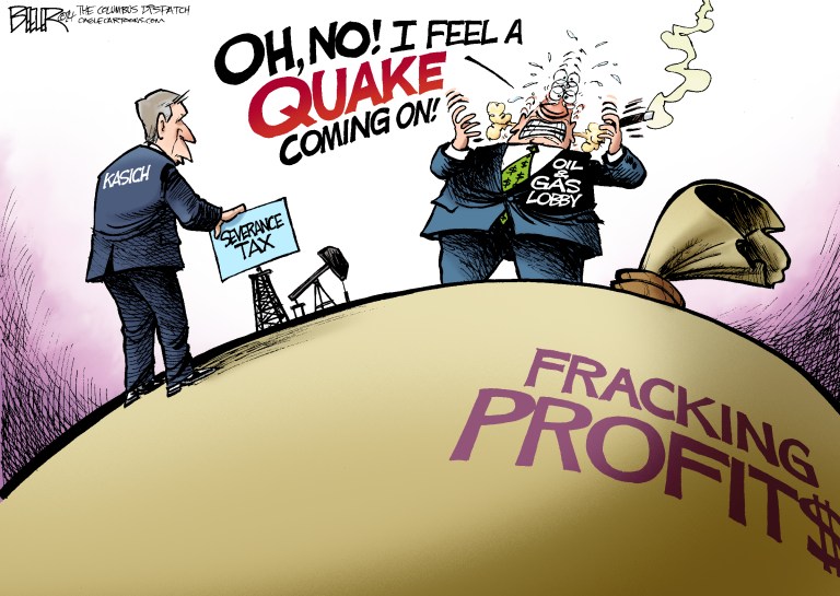 Editorial cartoon: Taxing fracking