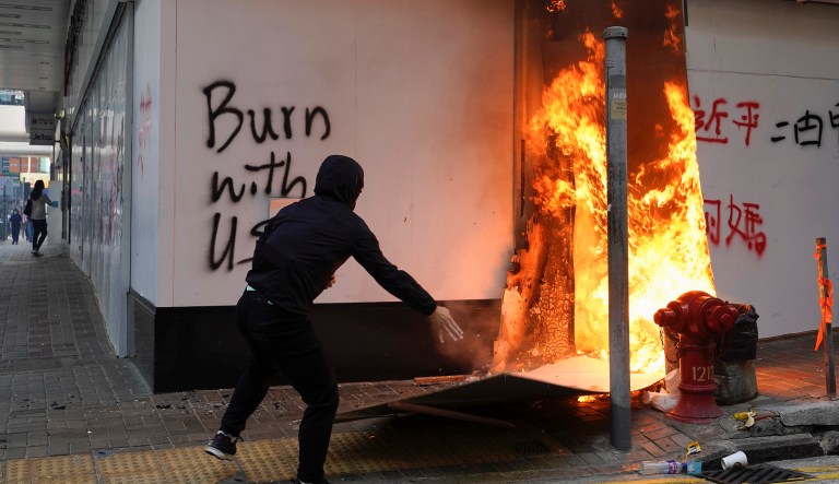 VIDEO: Man turned into human torch during attack at Hong Kong protests