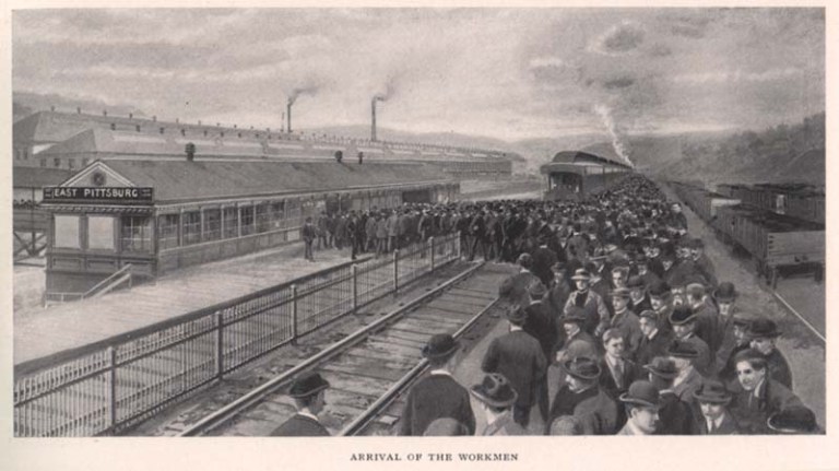 WILMERDING, PA - Workers arriving at the Westinghouse plant in 1904.