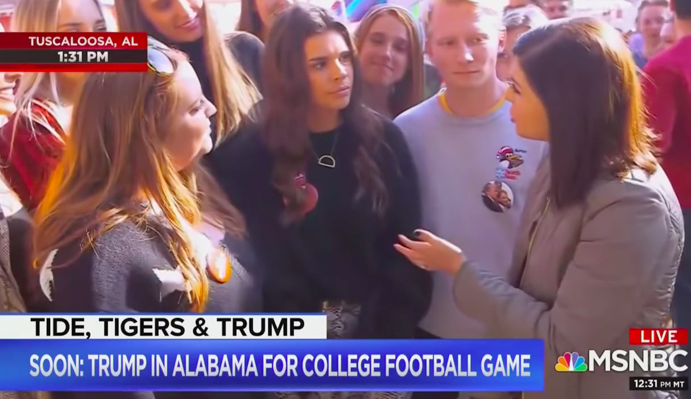 WATCH: MSNBC ignores Alabama student who says 'Jeffrey Epstein didn't kill himself' on live TV
