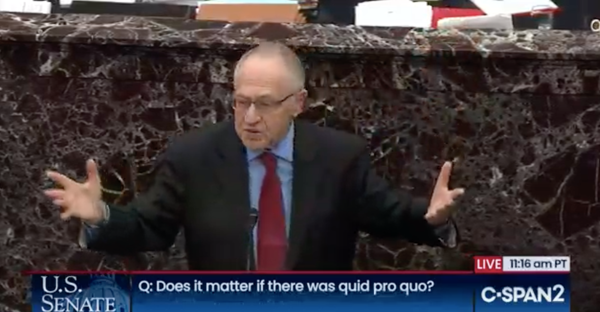 We don't actually know what Dershowitz was arguing, but it was bad