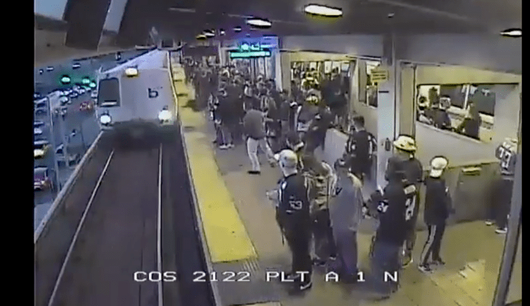 VIDEO: Transit employee rescues man who falls in front of oncoming train