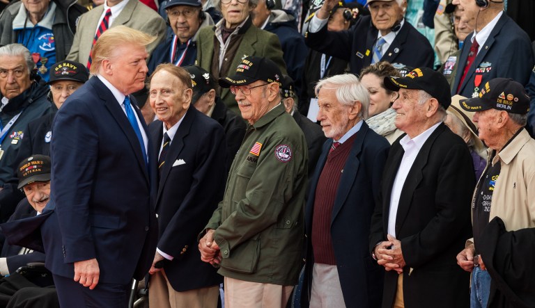 ‘Your example will never grow old’: Boisterous heroes the stars as Trump marks D-Day in Normandy