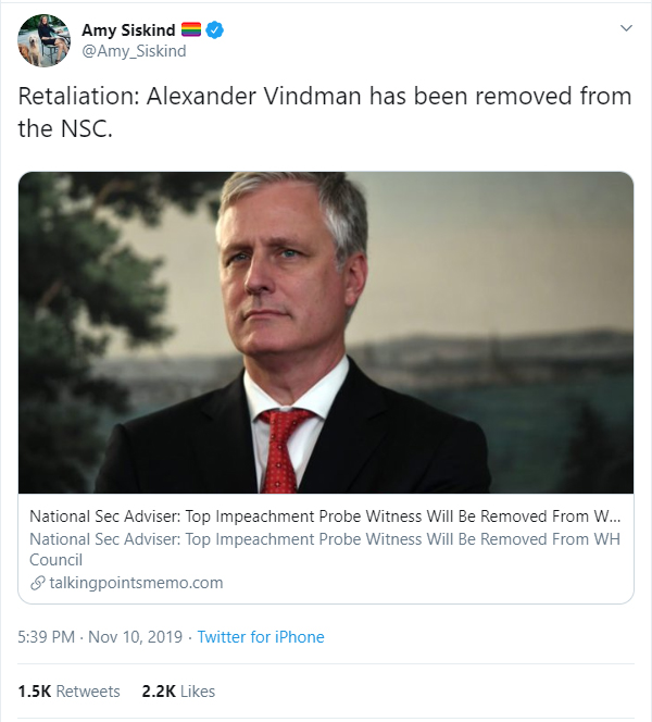 'Still there': White House denies Vindman fired in retribution for Ukraine testimony