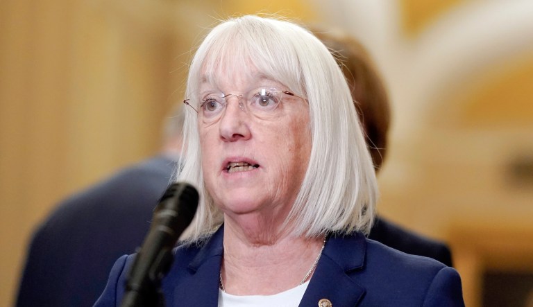 Sen. Patty Murray (D-WA) speaks at a news conference on Capitol Hill Tuesday, Jan. 9, 2024, in Washington. (AP Photo/Mariam Zuhaib)