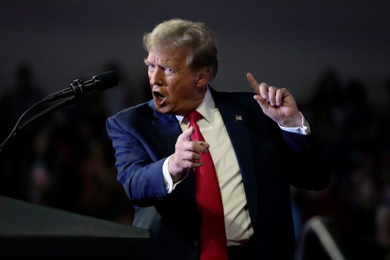 Trump rails against ‘fascist’ Democrats but jokes indictments have been ‘good for the polls’