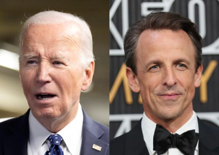 Joe Biden and Seth Meyers.