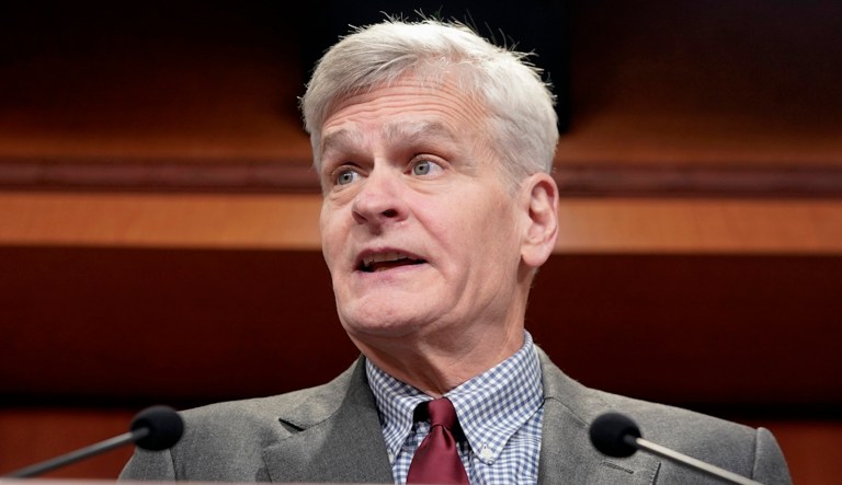 Sen. Bill Cassidy (R-LA) speaks during a news conference on problems with the FAFSA rollout, Thursday, Feb. 1, 2024, on Capitol Hill in Washington. (AP Photo/Mariam Zuhaib)