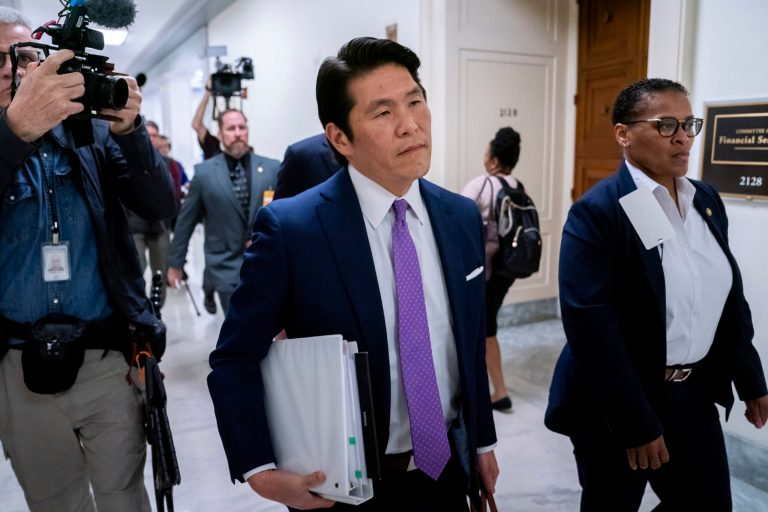Special counsel Robert Hur arrives ahead of a hearing of the House Judiciary Committee in the Rayburn House Office Building on Capitol Hill in Washington, Tuesday, March 12, 2024. (AP Photo/Nathan Howard)