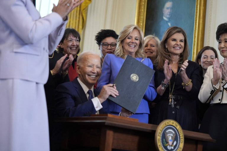Biden makes election pitch to women at White House Women’s History Month event