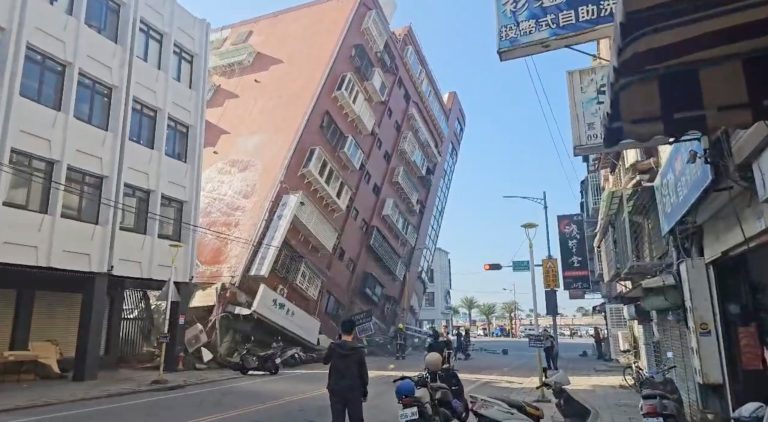 A strong earthquake shakes Taiwan, damaging buildings and causing a tsunami
