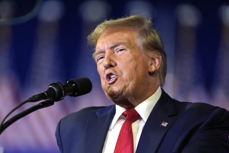 Then-Republican presidential candidate Donald Trump speaks at a Get Out The Vote rally in Conway, S.C., Feb. 10, 2024.