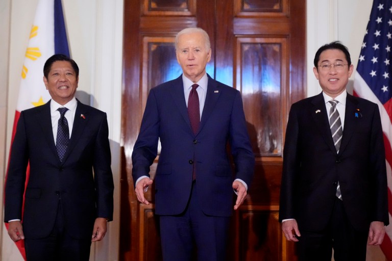 Biden hosts first-ever trilateral summit with Japan and Philippines