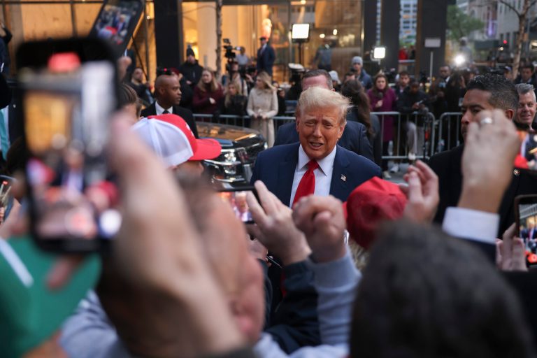 Trump jumps on free media outside New York court to blast judge — and Biden
