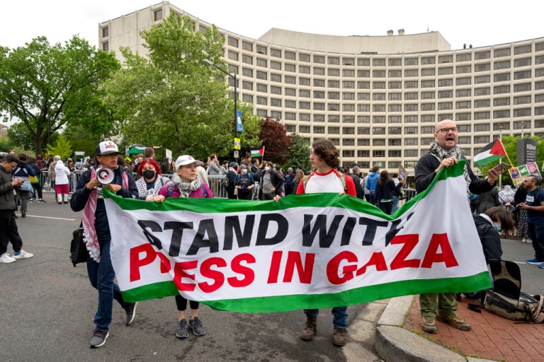 Pro-Palestinian protesters heckle White House Correspondents’ Dinner attendees: ‘Shame on you’
