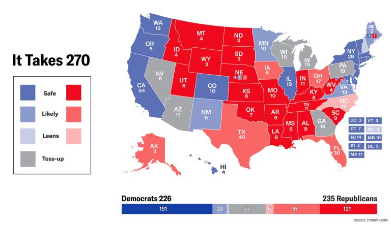Predict who will win the election with interactive Electoral College map