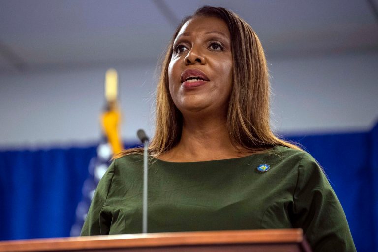 New York Attorney General Letitia James speaks during a news conference, Sept. 21, 2022, in New York. The giant meat producer JBS was accused of making misleading claims about its greenhouse gas emission goals to boost sales among environmentally conscious consumers in a lawsuit filed Wednesday, Feb. 28, 2024 by New York Attorney General Letitia James.