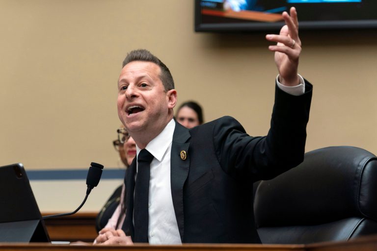 Rep. Jared Moskowitz (D-FL) speaks during the House Oversight and Accountability Committee hearing on Influence Peddling: Examining Joe Biden's Abuse of Public Office on Capitol Hill in Washington, Wednesday, March 20, 2024.