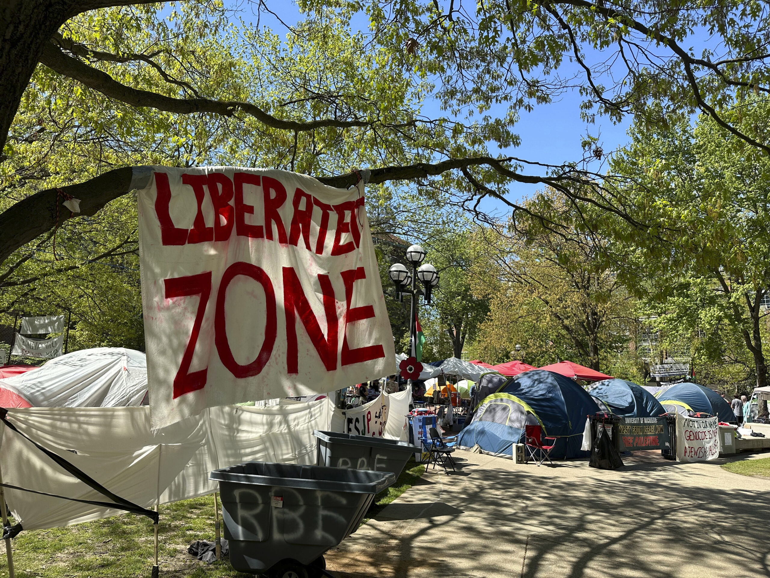 Pro-Palestinian protesters who interrupted University of Michigan commencement met with boos, ‘USA’ chants