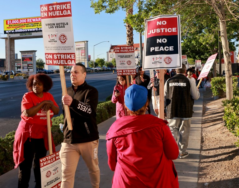 Casino workers strike against Virgin Las Vegas for first time in over 20 years