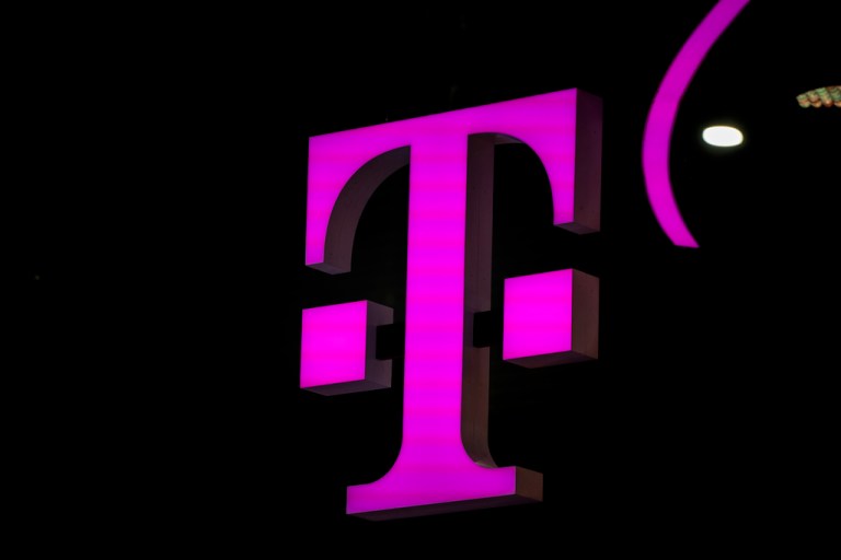 T-mobile logo in the Mobile World Congress 2023 in Barcelona, Spain, Thursday, March 2, 2023.