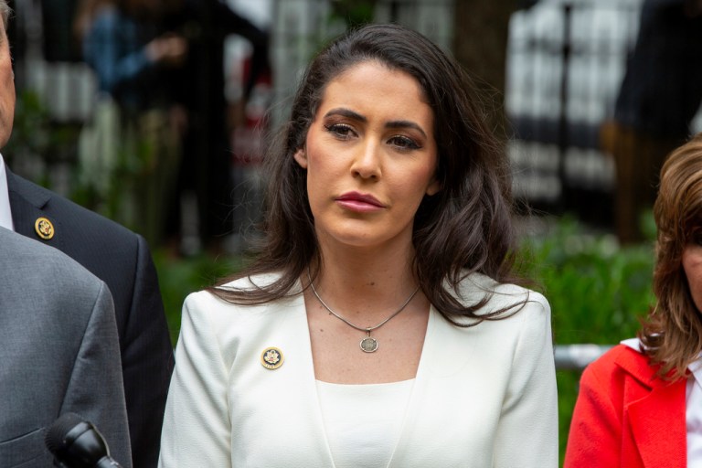 Rep. Anna Paulina Luna (R-FL), speaks outside the hush money criminal case of President Donald Trump in New York on Thursday, May 16, 2024.
