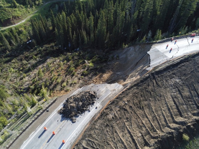 Wyoming landslide: Section of highway collapses in ‘catastrophic’ failure