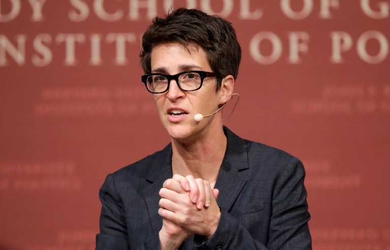MSNBC television anchor Rachel Maddow, host of the Rachel Maddow Show, moderates the 