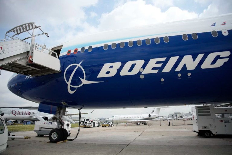 he Boeing 777X airplane is shown at the Paris Air Show in Le Bourget, north of Paris, France, on June 19, 2023. Boeing said Wednesday, July 31, 2024, that aerospace industry veteran Robert 