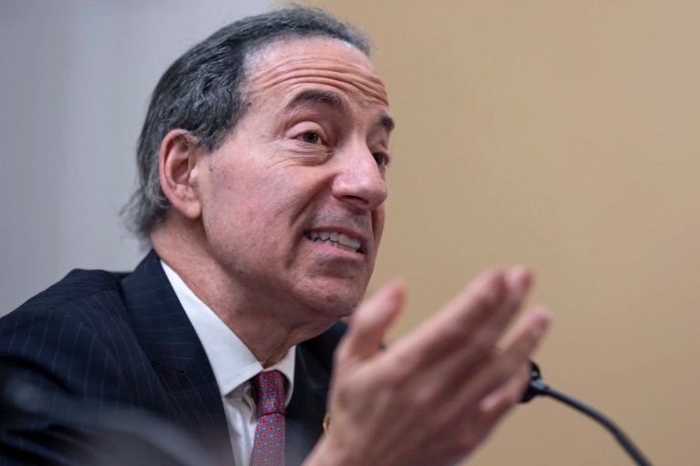 Rep. Jamie Raskin (D-MD), the ranking member of the House Oversight and Accountability Committee, makes a point as the House Rules Committee prepares to advance a contempt of Congress resolution against Attorney General Merrick Garland for not complying with a subpoena, at the Capitol in Washington, Tuesday, June 11, 2024.