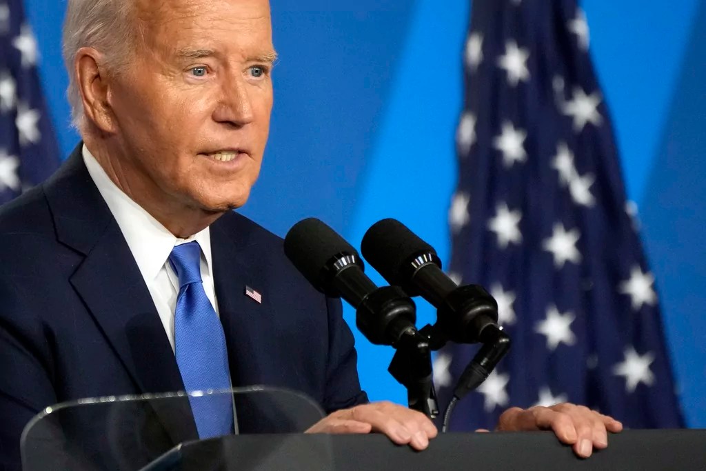 Biden takes stage for press conference following NATO summit