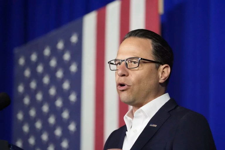 Gov. Josh Shapiro (D-PA) speaks ahead of President Joe Biden at a campaign event, Tuesday, April 16, 2024, in Scranton, Pennsylvania.