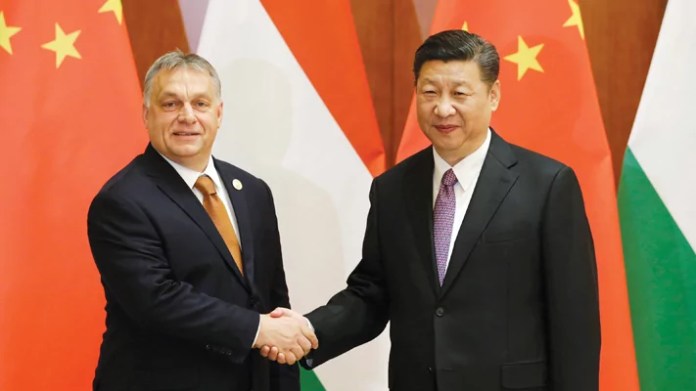 Chinese President Xi Jinping meets Hungarian Prime Minister Viktor Orban.