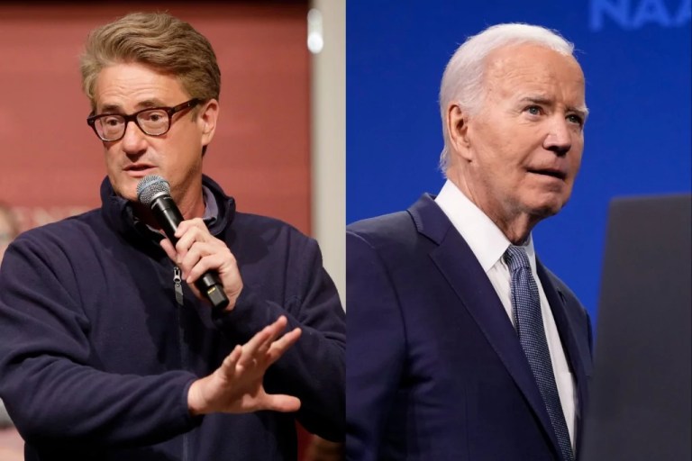 MSNBC anchor Joe Scarborough, left, and President Joe Biden, right. (AP Photo/Steven Senne, and AP Photo/Susan Walsh)
