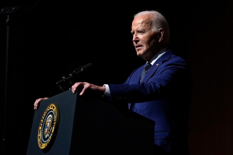 Biden dings Supreme Court and Trump in first public appearance since stepping down