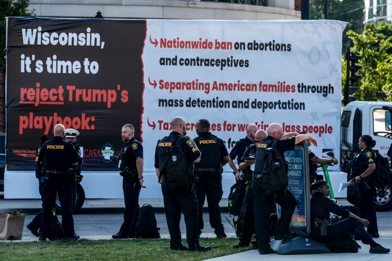 RNC protesters move forward with march two days after Trump shooting