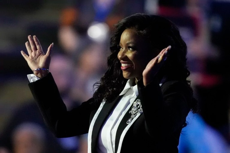 Rep. Jasmine Crockett, D-Tx., speaks during the Democratic National Convention Monday, Aug. 19, 2024, in Chicago