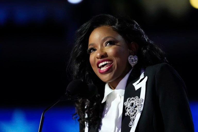 Rep. Jasmine Crockett (D-TX) speaks during the Democratic National Convention, Monday, Aug. 19, 2024, in Chicago.