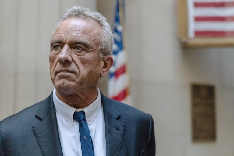 Independent presidential candidate Robert F. Kennedy Jr. speaks to reporters at the Nassau County Supreme Court in Mineola, New York, Wednesday, Aug. 21, 2024.