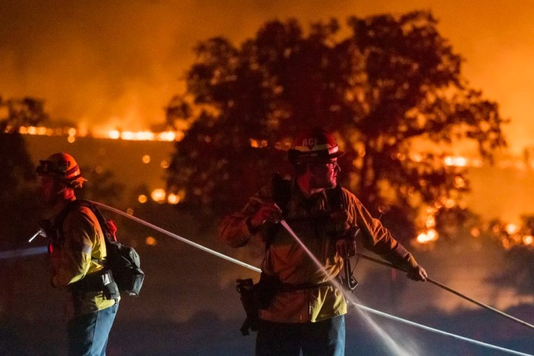 Firefighters continue battling massive wildfire in California ahead of thunderstorms, lightning