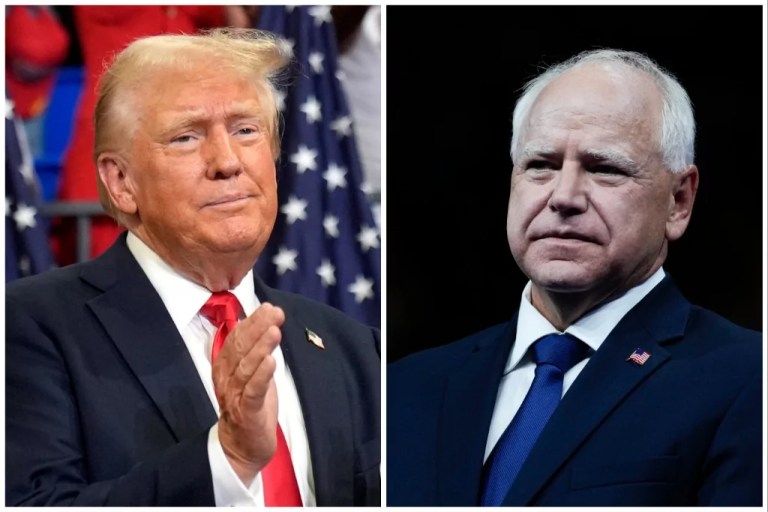 In Michigan, Walz says Trump is no ‘regular guy’ for wearing cuff links in a garbage truck