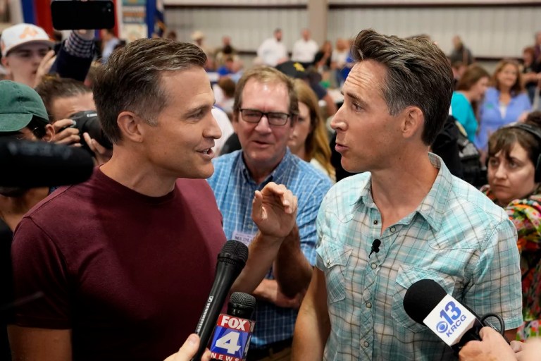 Hawley tracks down Democratic challenger at Missouri State Fair for debate