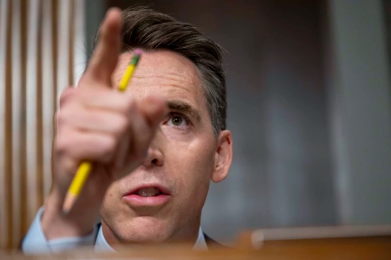 Sen. Josh Hawley (R-MO) questions U.S. Secret Service Acting Director Ronald Rowe and Federal Bureau of Investigation Deputy Director Paul Abbate, during a hearing on Tuesday, July 30, 2024 in Washington.
