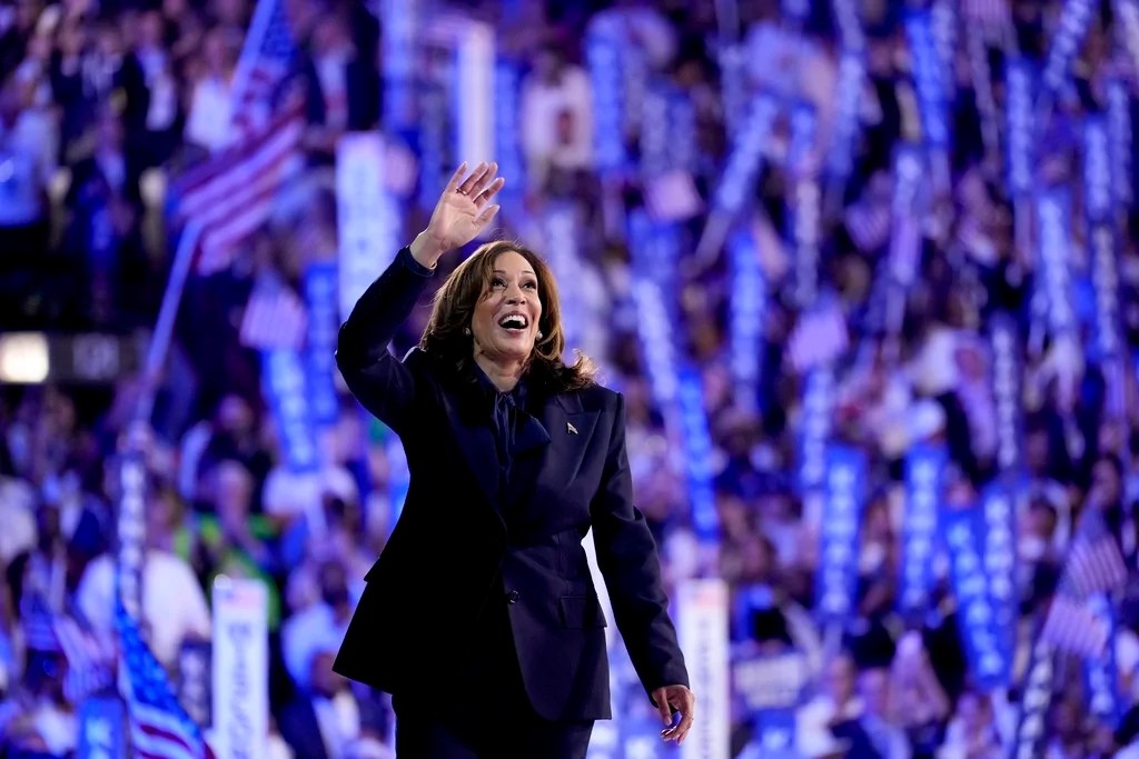 Kamala Harris prosecutes case against Donald Trump as she accepts nomination ‘for the people’