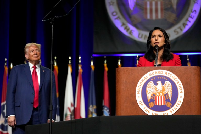 Ex-Democrat Tulsi Gabbard endorses Trump at National Guard event